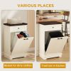 10 Gallon Tilt-Out Trash Cabinet With Drawer, Freestanding Kitchen Garbage Bin Holder & Laundry Hamper For Kitchen, Living Room, Laundry & Balcony
