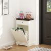 10 Gallon Tilt-Out Trash Cabinet With Drawer, Freestanding Kitchen Garbage Bin Holder & Laundry Hamper For Kitchen, Living Room, Laundry & Balcony
