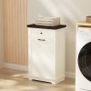 10 Gallon Tilt-Out Trash Cabinet With Drawer, Freestanding Kitchen Garbage Bin Holder & Laundry Hamper For Kitchen, Living Room, Laundry & Balcony