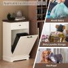 10 Gallon Tilt-Out Trash Cabinet With Drawer, Freestanding Kitchen Garbage Bin Holder & Laundry Hamper For Kitchen, Living Room, Laundry & Balcony