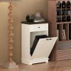 10 Gallon Tilt-Out Trash Cabinet With Drawer, Freestanding Kitchen Garbage Bin Holder & Laundry Hamper For Kitchen, Living Room, Laundry & Balcony