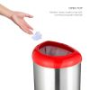 13-Gallon Stainless Steel Trash Can with Red Open Top