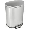 13-Gallon Step-on Stainless Steel Kitchen Trash Can with Removable Bucket Liner