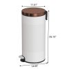 Hands Free White/Gold Metal Step On Trash Can - 8 Gallons