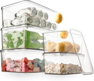 Clear Storage Bins With Lids,5 Packs Food Storage Organizer,Cabinet Storage Basket for Clothing, Towels, Cosmetics, Kitchen Storage Containers
