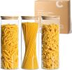 Glass Spaghetti Pasta Storage Container with Lids 2 Qt Set of 3