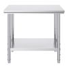 Stainless Steel Prep Table, 900x600x800 mm, 700 lbs Load Capacity, Heavy Duty Metal Worktable with 3 Adjustable Height Levels