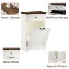 10 Gallon Tilt-Out Trash Cabinet With Drawer, Freestanding Kitchen Garbage Bin Holder & Laundry Hamper For Kitchen, Living Room, Laundry & Balcony