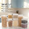 Food Storage Containers with Flip-Top Lid, 8 Pack Combo Set, Clear Stackable Food Containers for Kitchen & Pantry Organization, BPA-Free
