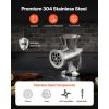 Manual Meat Grinder, 304 Stainless Steel Hand Crank Meat Mincer with Steel Table Clamp, Sausage Stuffer with 2 Cutting Plates & 4 Sausage Tubes