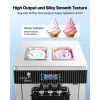 Commercial Ice Cream Machine, 20-28L/H Yield, 2200W 3-Flavor Countertop Soft Serve Ice Cream Maker with 2 x 6L Hoppers & Hopper Agitation