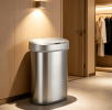 50L Brushed Silver Stainless Steel Automatic Sensor Trash Can, Touchless Motion Activated Garbage Bin with Auto Close Sealed Lid