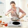 3500W Electric Single Ceramic Stove Electric Cooktop Hot Plate Infrared Countertop Burner With 12 Power & Temperature Levels 0-3H Timer Portable Handl