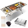 Foldable Charcoal Grill Portable Bbq Grill With Storage Shelf, Carry Handle, Air Vent Design, Chrome-Plated Grill Grate, 10 Skewers, Outdoor Barbecue