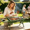 Foldable Charcoal Grill Portable Bbq Grill With Storage Shelf, Carry Handle, Air Vent Design, Chrome-Plated Grill Grate, 10 Skewers, Outdoor Barbecue