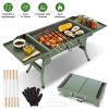Foldable Charcoal Grill Portable Bbq Grill With Storage Shelf, Carry Handle, Air Vent Design, Chrome-Plated Grill Grate, 10 Skewers, Outdoor Barbecue