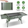 Foldable Charcoal Grill Portable Bbq Grill With Storage Shelf, Carry Handle, Air Vent Design, Chrome-Plated Grill Grate, 10 Skewers, Outdoor Barbecue