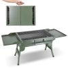 Foldable Charcoal Grill Portable Bbq Grill With Storage Shelf, Carry Handle, Air Vent Design, Chrome-Plated Grill Grate, 10 Skewers, Outdoor Barbecue