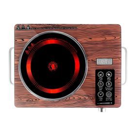3500W Electric Single Ceramic Stove Electric Cooktop Hot Plate Infrared Countertop Burner With 12 Power & Temperature Levels 0-3H Timer Portable Handl (Color: Wood)