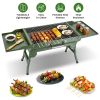 Foldable Charcoal Grill Portable Bbq Grill With Storage Shelf, Carry Handle, Air Vent Design, Chrome-Plated Grill Grate, 10 Skewers, Outdoor Barbecue