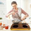 7000W Electric Double Ceramic Stove Electric Cooktop Hot Plate Infrared Countertop Burner 3500W+3500W With 11 Power Levels 0-4H Timer Portable Handle