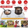 7000W Electric Double Ceramic Stove Electric Cooktop Hot Plate Infrared Countertop Burner 3500W+3500W With 11 Power Levels 0-4H Timer Portable Handle