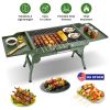 Foldable Charcoal Grill Portable Bbq Grill With Storage Shelf, Carry Handle, Air Vent Design, Chrome-Plated Grill Grate, 10 Skewers, Outdoor Barbecue