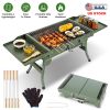 Foldable Charcoal Grill Portable Bbq Grill With Storage Shelf, Carry Handle, Air Vent Design, Chrome-Plated Grill Grate, 10 Skewers, Outdoor Barbecue