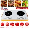 7000W Electric Double Ceramic Stove Electric Cooktop Hot Plate Infrared Countertop Burner 3500W+3500W With 11 Power Levels 0-4H Timer Portable Handle