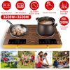 7000W Electric Double Ceramic Stove Electric Cooktop Hot Plate Infrared Countertop Burner 3500W+3500W With 11 Power Levels 0-4H Timer Portable Handle
