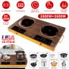 7000W Electric Double Ceramic Stove Electric Cooktop Hot Plate Infrared Countertop Burner 3500W+3500W With 11 Power Levels 0-4H Timer Portable Handle