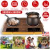 7000W Electric Double Ceramic Stove Electric Cooktop Hot Plate Infrared Countertop Burner 3500W+3500W With 11 Power Levels 0-4H Timer Portable Handle